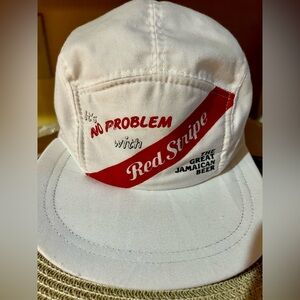 Red Stripe White Promotional Cap - "JAMAICA No Problem with Red Stripe"
